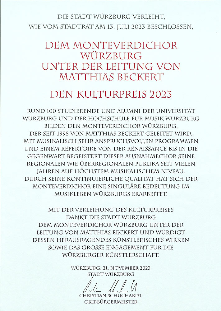 Kulturpreis der Stadt Würzburg
